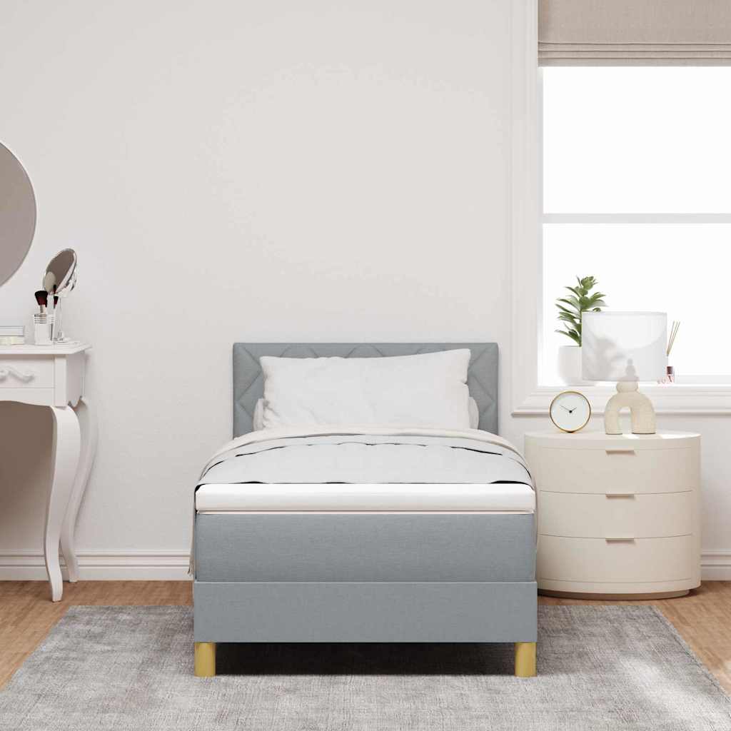 LED Box Spring Krevet Svijetlo siva 90 x 200 cm tkanina