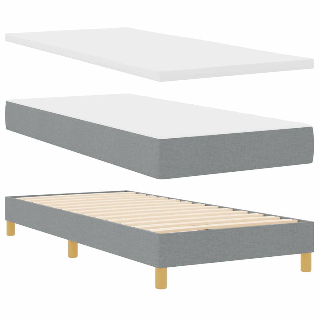 LED Box Spring Krevet Svijetlo siva 90 x 200 cm tkanina