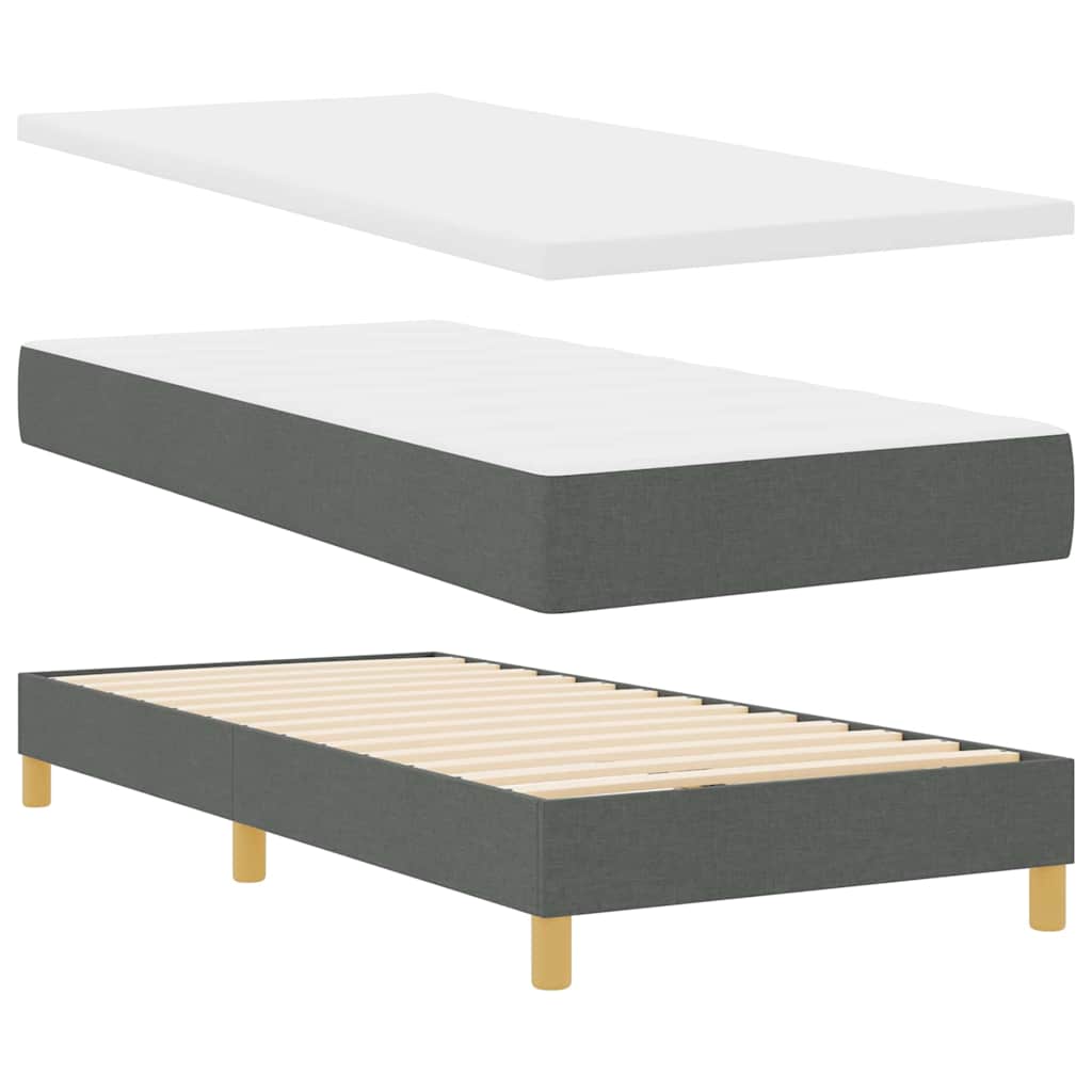 LED Box Spring Krevet Tamno siva 90 x 200 cm tkanina