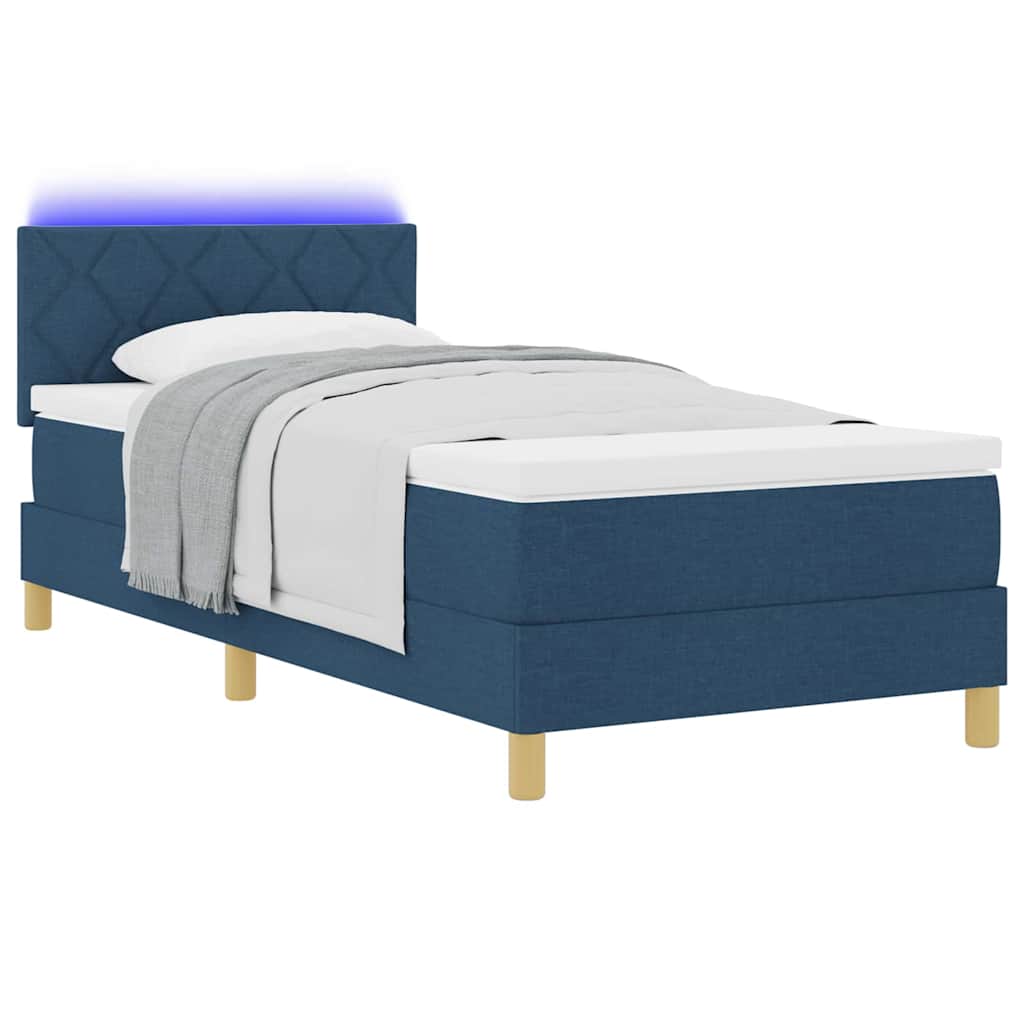 LED Box Spring Krevet s LED trakama Plava 90 x 200 cm tkanina