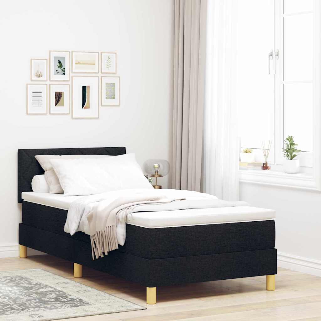 LED Box Spring Krevet s LED trakama Crna 100 x 200 cm tkanina