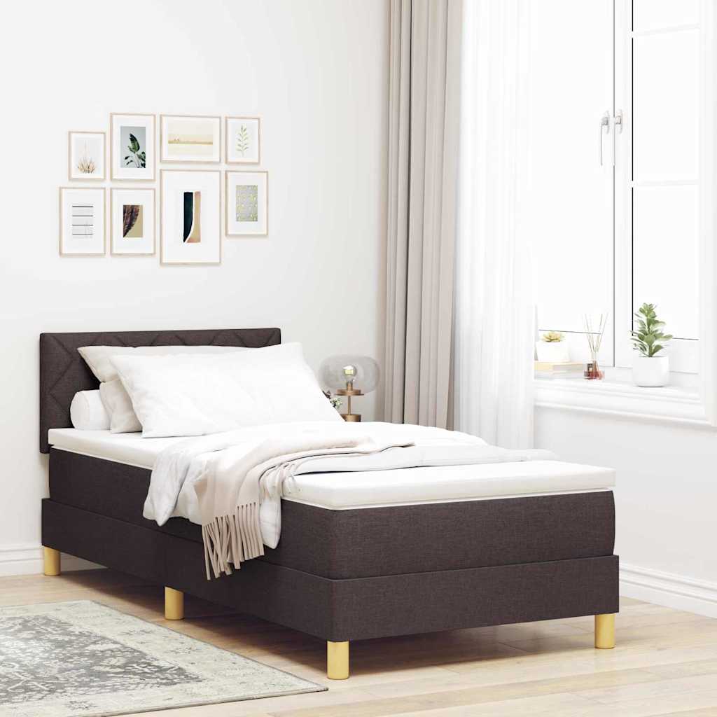 LED Box Spring Krevet Tamno smeđa 100 x 200 cm tkanina
