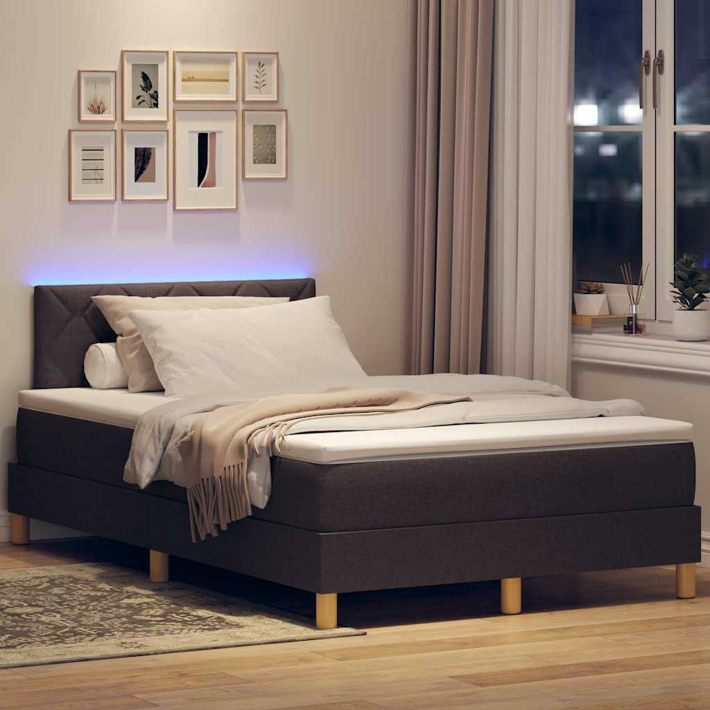 LED Box Spring Krevet Tamno smeđa 120 x 190 cm tkanina