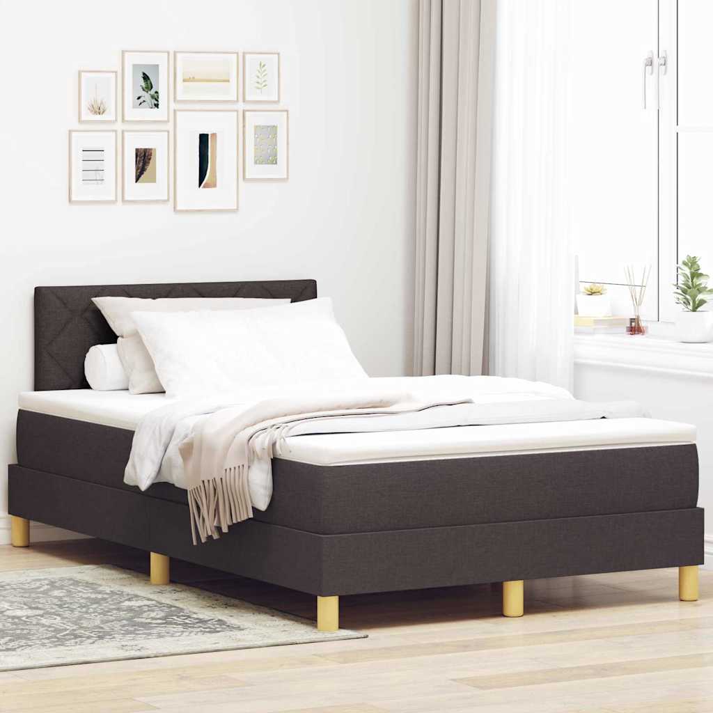 LED Box Spring Krevet Tamno smeđa 120 x 190 cm tkanina