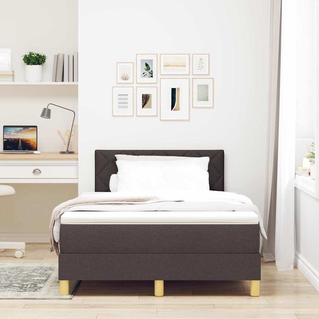 LED Box Spring Krevet Tamno smeđa 120 x 190 cm tkanina