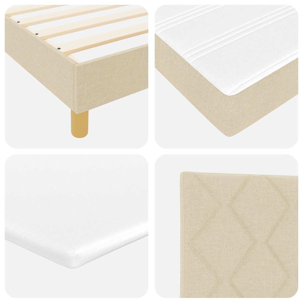 LED Box Spring Krevet s jastukom Krema 120 x 190 cm tkanina
