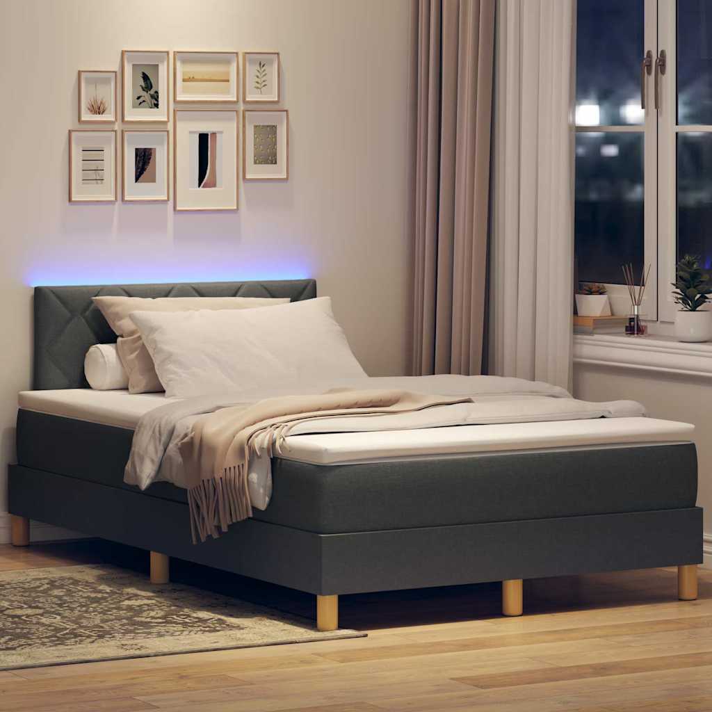 LED Box Spring Krevet Tamno siva 120 x 200 cm tkanina