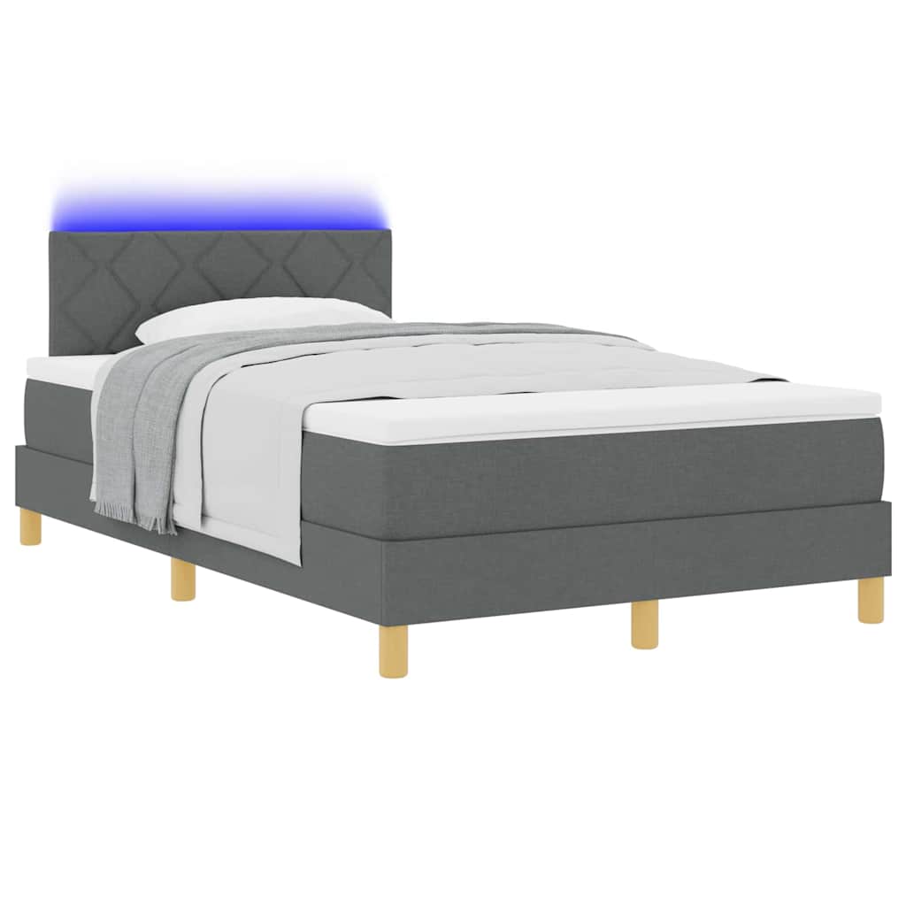 LED Box Spring Krevet Tamno siva 120 x 200 cm tkanina