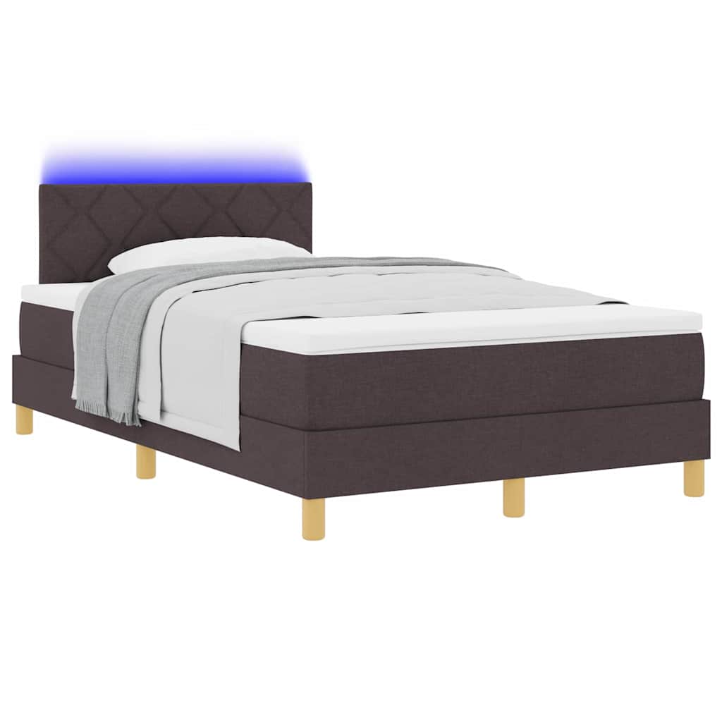 LED Box Spring Krevet Tamno smeđa 120 x 200 cm tkanina