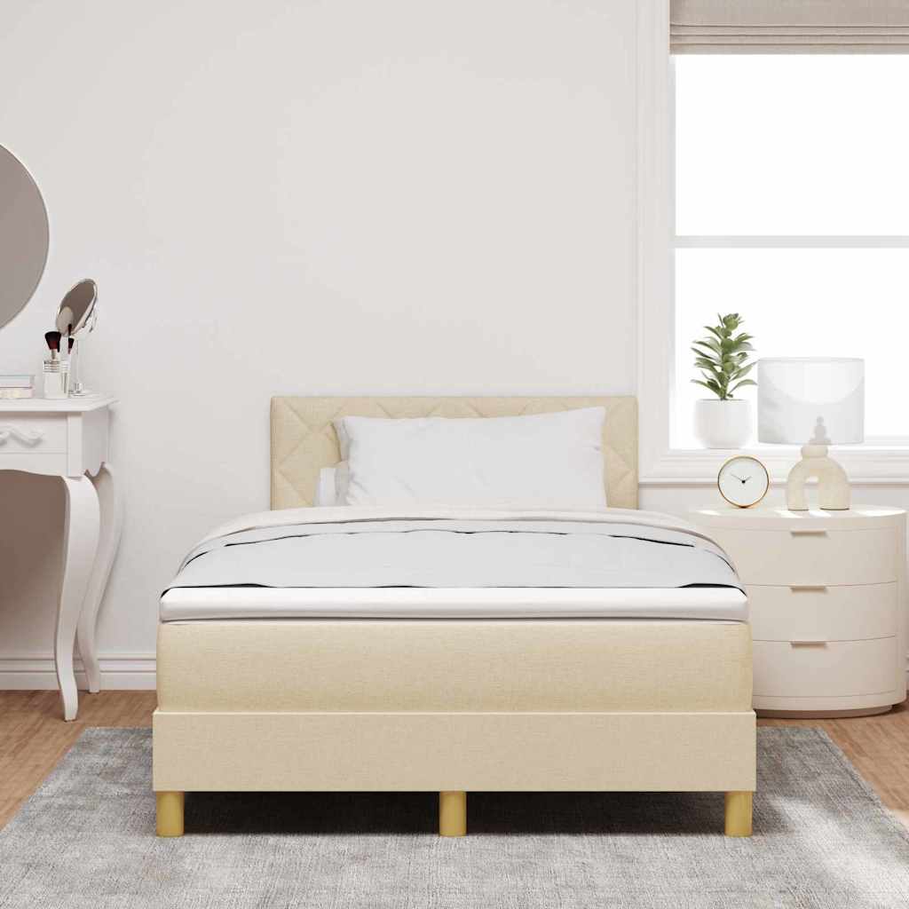 LED Box Spring Krevet s LED trakama Krema 120 x 200 cm tkanina