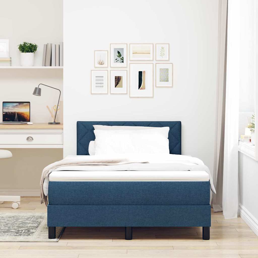LED Box Spring Krevet s LED trakama Plava 120 x 200 cm tkanina