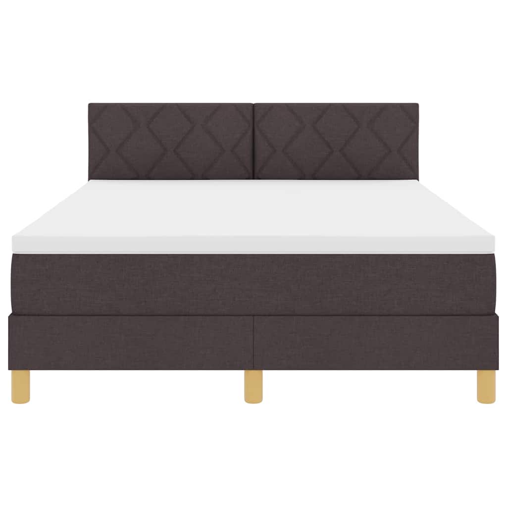 LED Box Spring Krevet Tamno smeđa 140 x 200 cm tkanina
