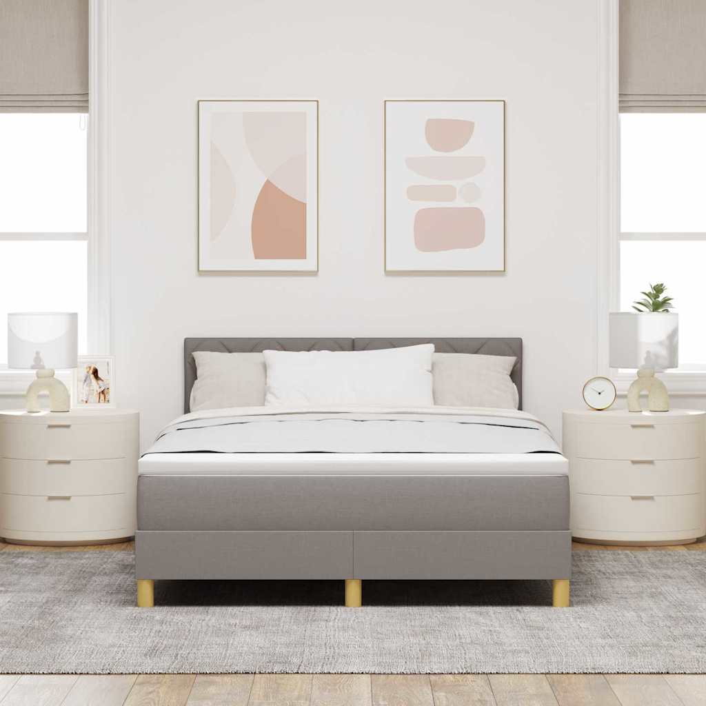 LED Box Spring Krevet Sivo-smeđa 140 x 200 cm tkanina