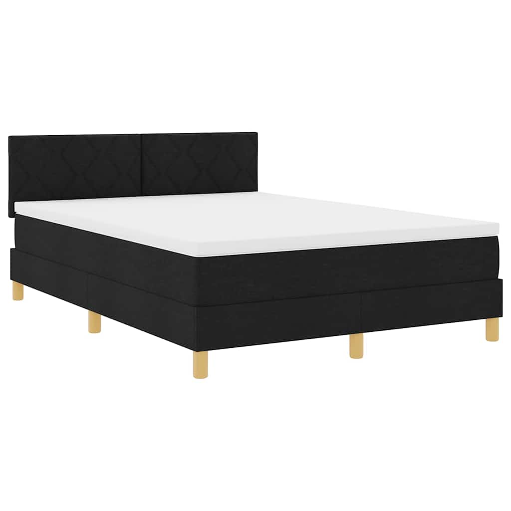 LED Box Spring Krevet s LED trakama Crna 160 x 200 cm tkanina