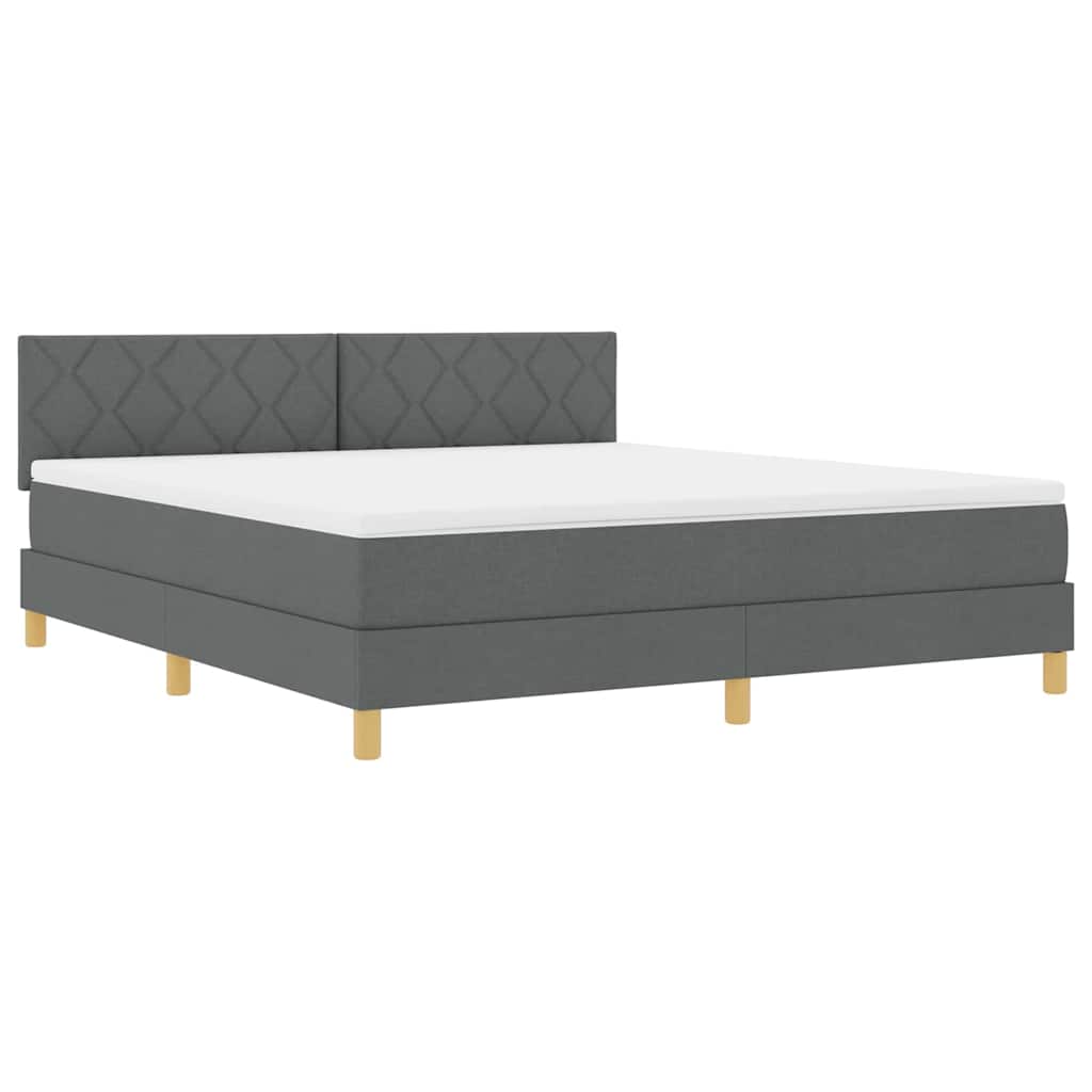 LED Box Spring Krevet Tamno siva 180 x 200 cm tkanina