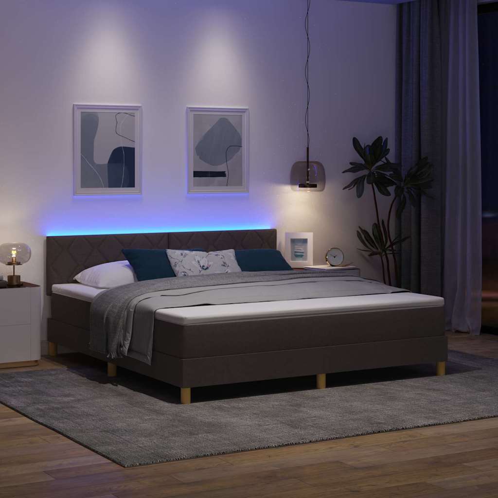LED Box Spring Krevet Tamno smeđa 180 x 200 cm tkanina