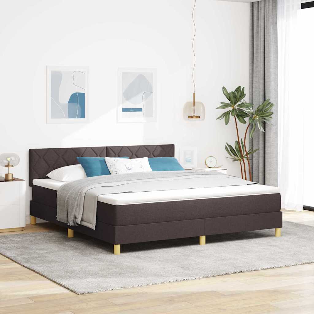 LED Box Spring Krevet Tamno smeđa 180 x 200 cm tkanina
