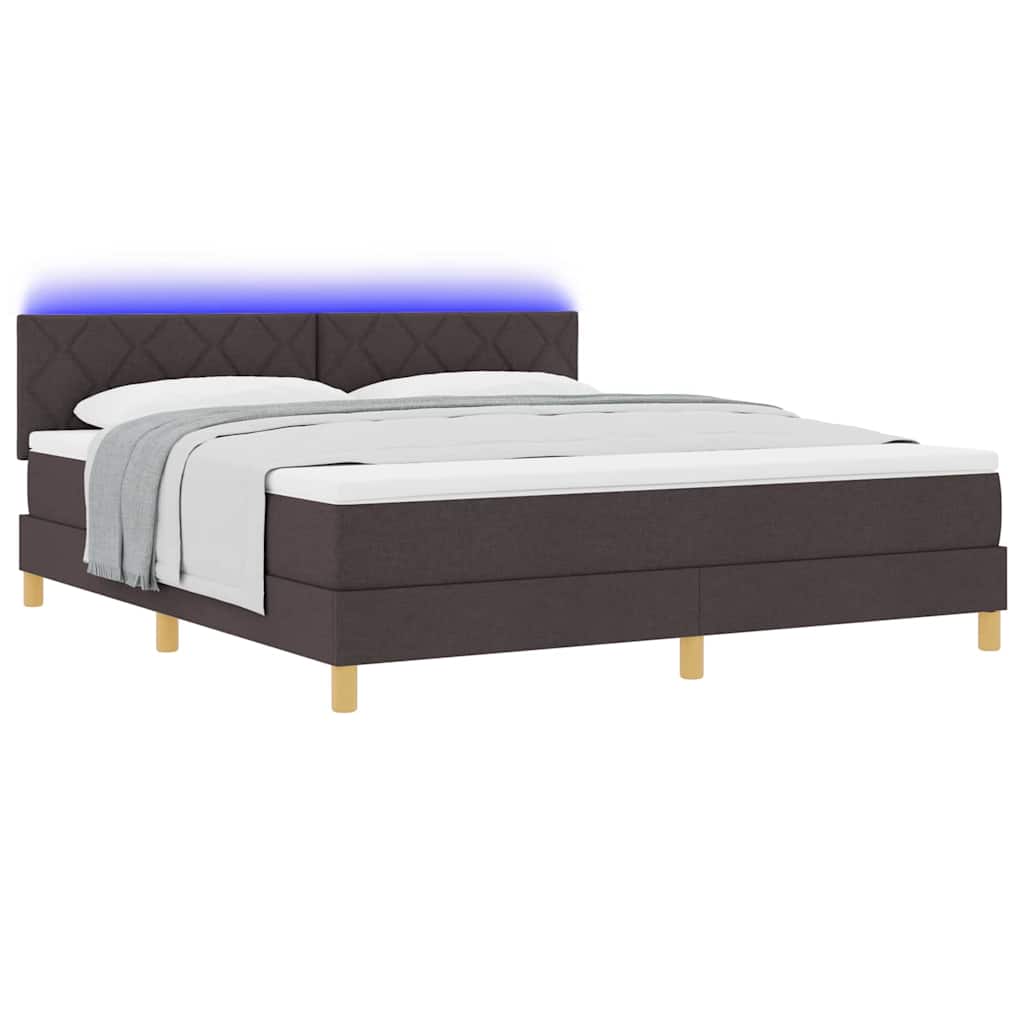 LED Box Spring Krevet Tamno smeđa 180 x 200 cm tkanina