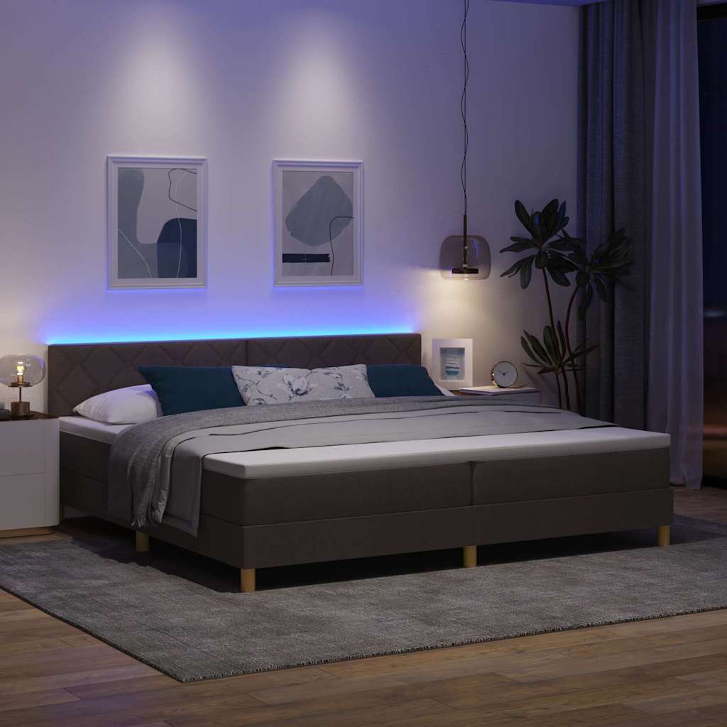 LED Box Spring Krevet Tamno smeđa 200 x 200 cm tkanina