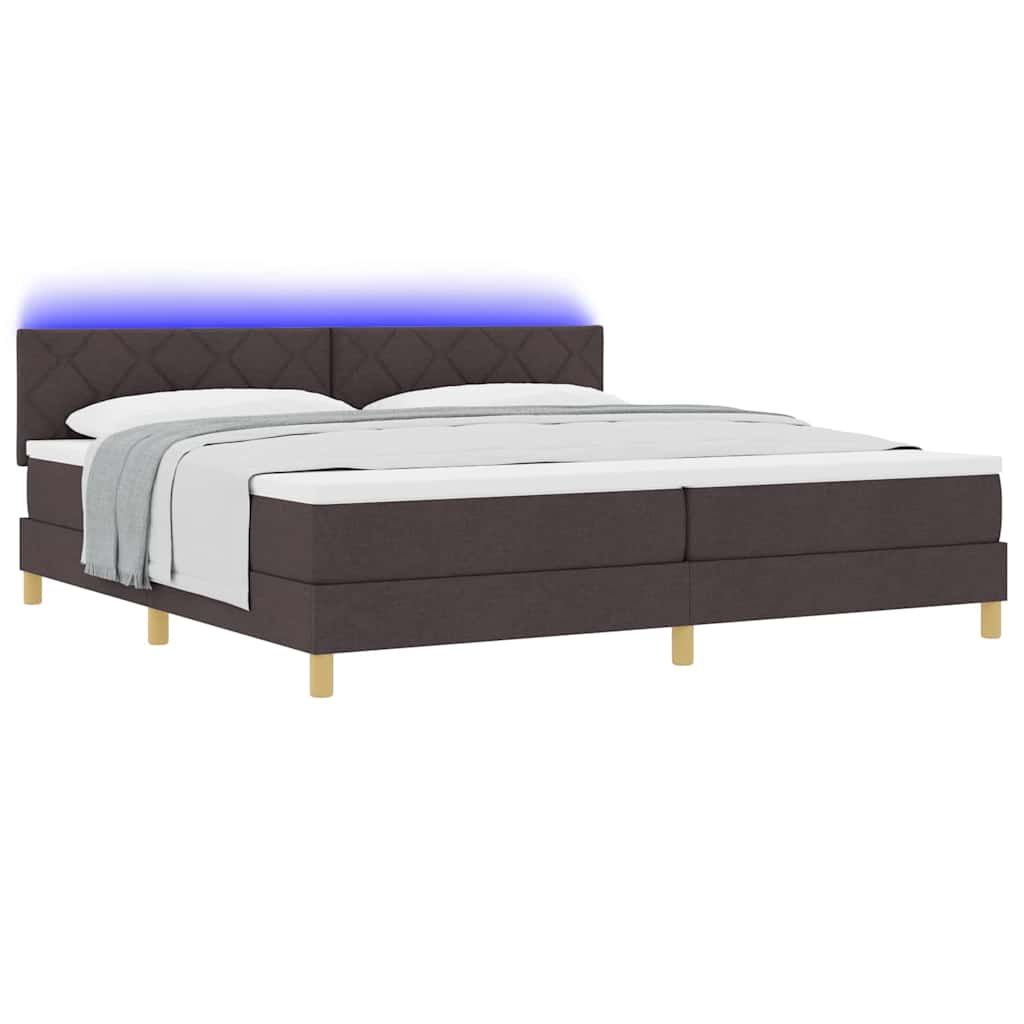LED Box Spring Krevet Tamno smeđa 200 x 200 cm tkanina