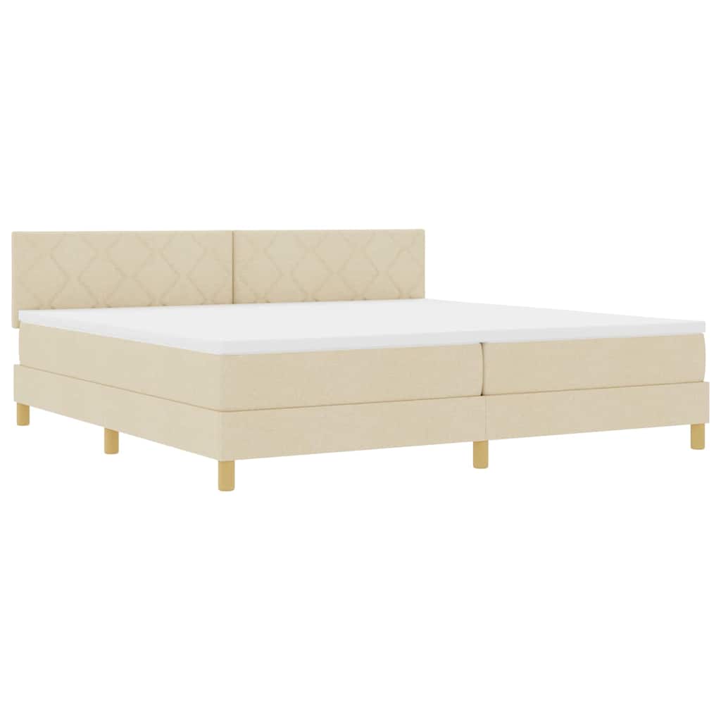 LED Box Spring Krevet s LED trakama Krema 200 x 200 cm tkanina