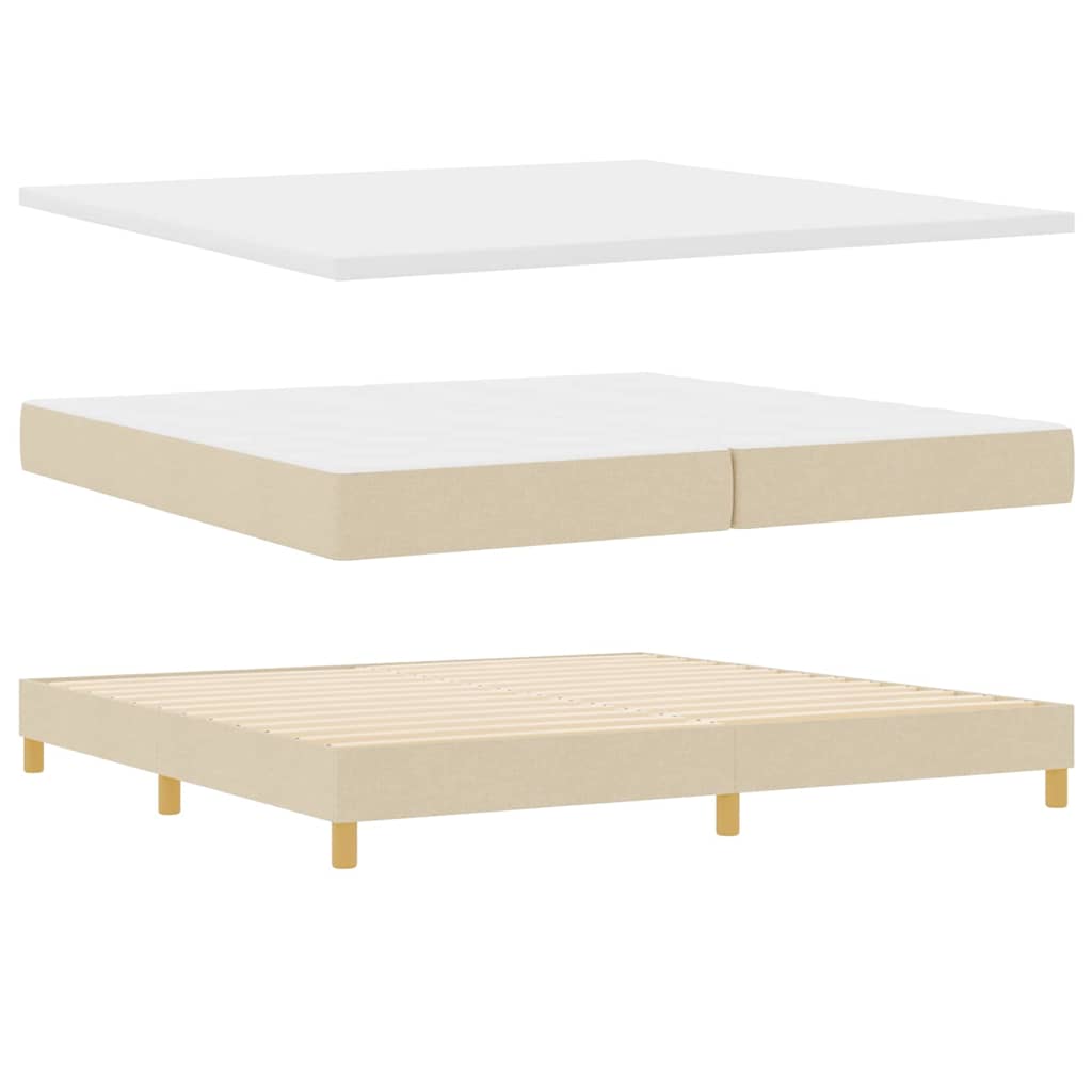 LED Box Spring Krevet s LED trakama Krema 200 x 200 cm tkanina