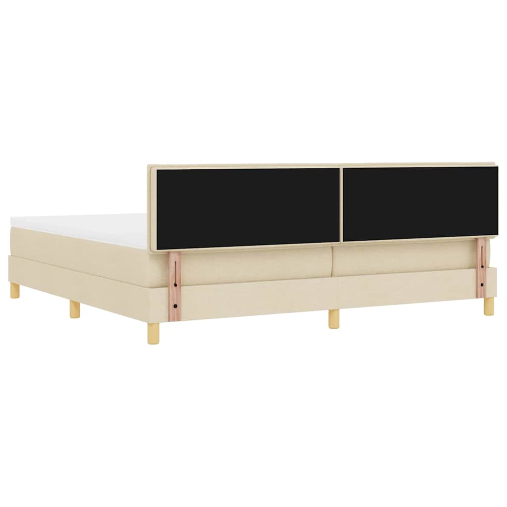 LED Box Spring Krevet s LED trakama Krema 200 x 200 cm tkanina