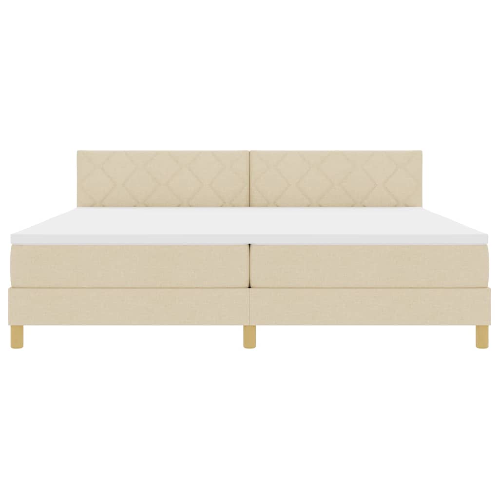 LED Box Spring Krevet s LED trakama Krema 200 x 200 cm tkanina