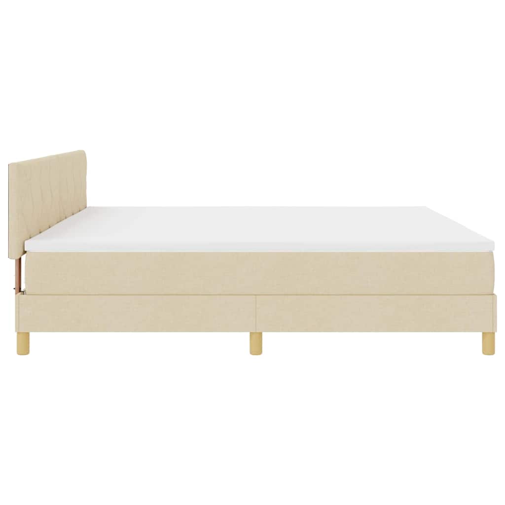 LED Box Spring Krevet s LED trakama Krema 200 x 200 cm tkanina