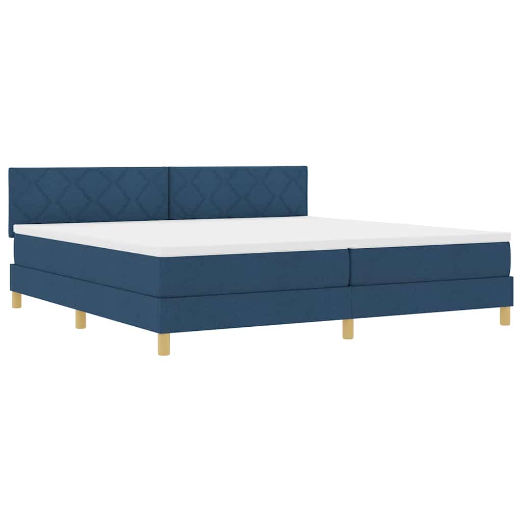 LED Box Spring Krevet s LED trakama Plava 200 x 200 cm tkanina