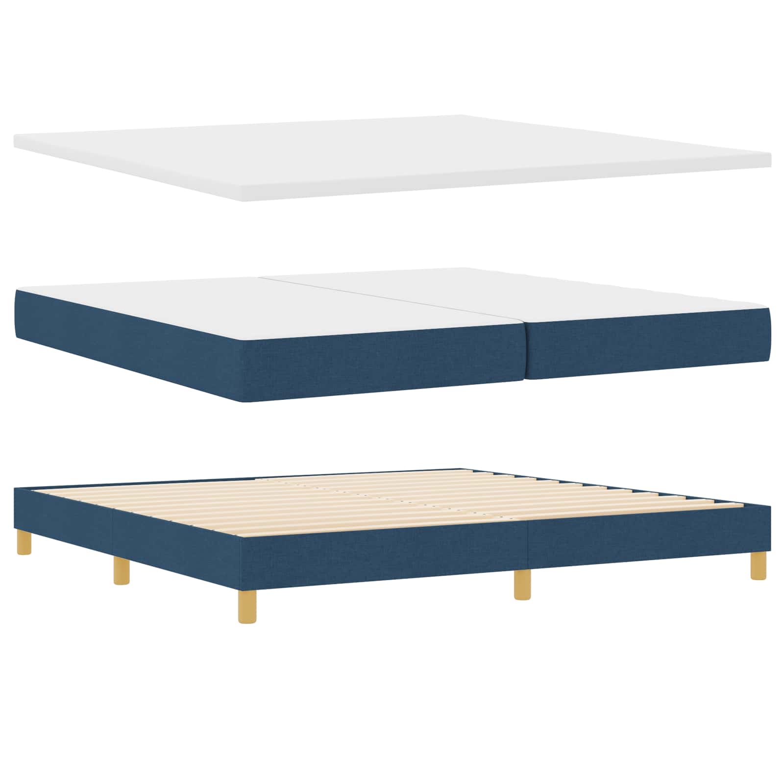 LED Box Spring Krevet s LED trakama Plava 200 x 200 cm tkanina