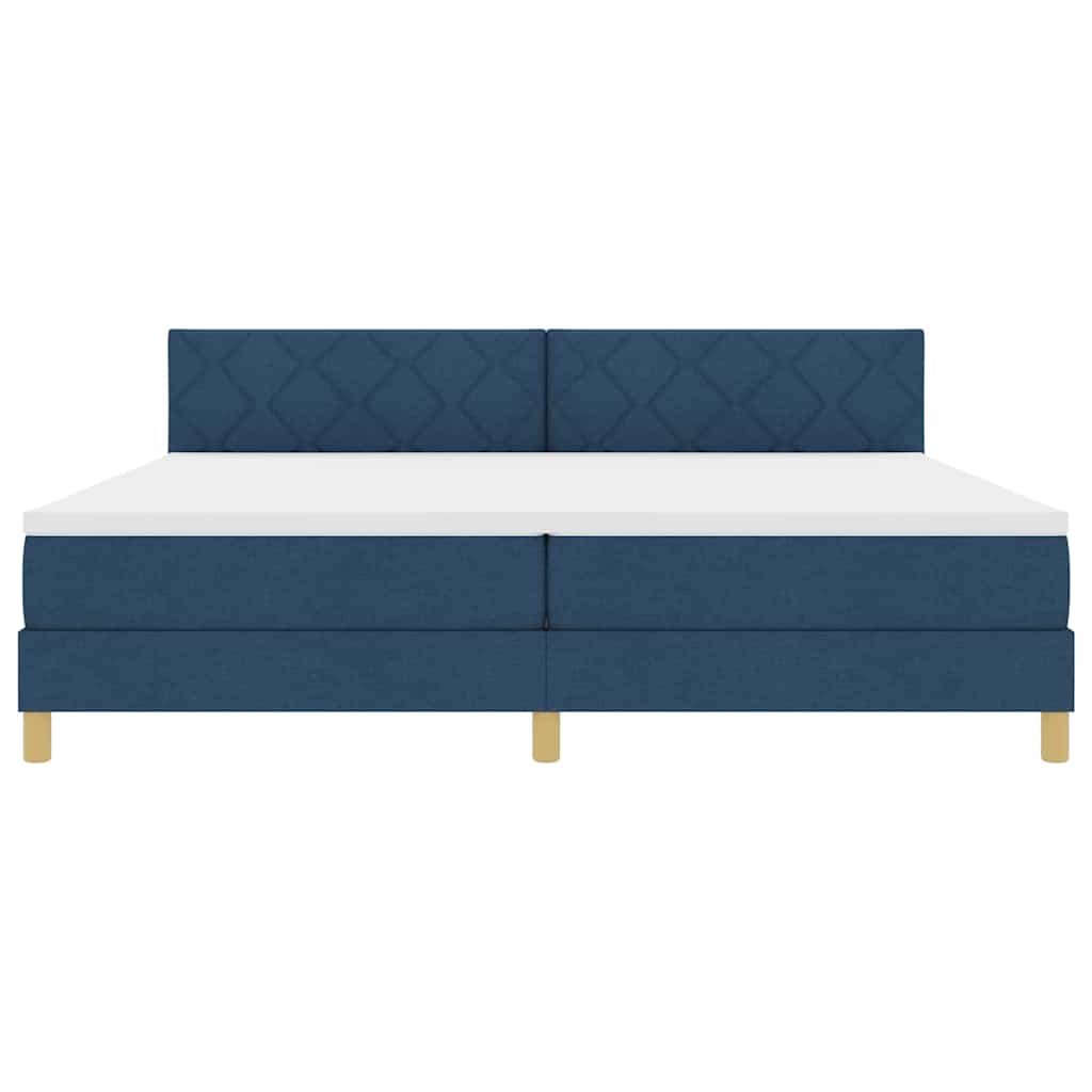 LED Box Spring Krevet s LED trakama Plava 200 x 200 cm tkanina