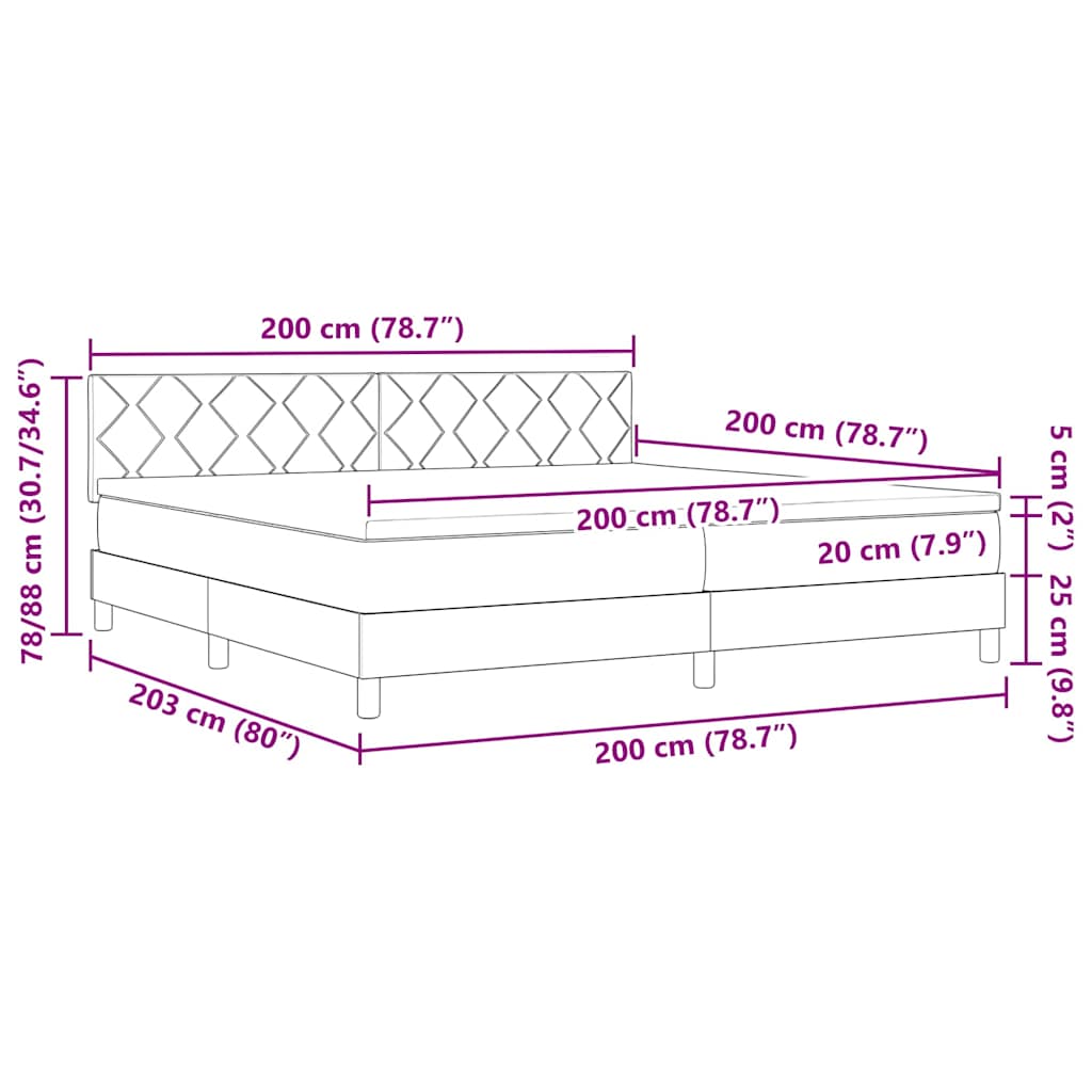 LED Box Spring Krevet s LED trakama Plava 200 x 200 cm tkanina