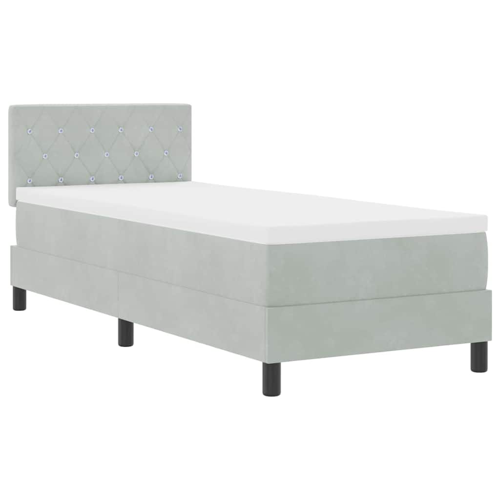 LED Box Spring Krevet Svijetlo siva 80 x 200 cm Baršun