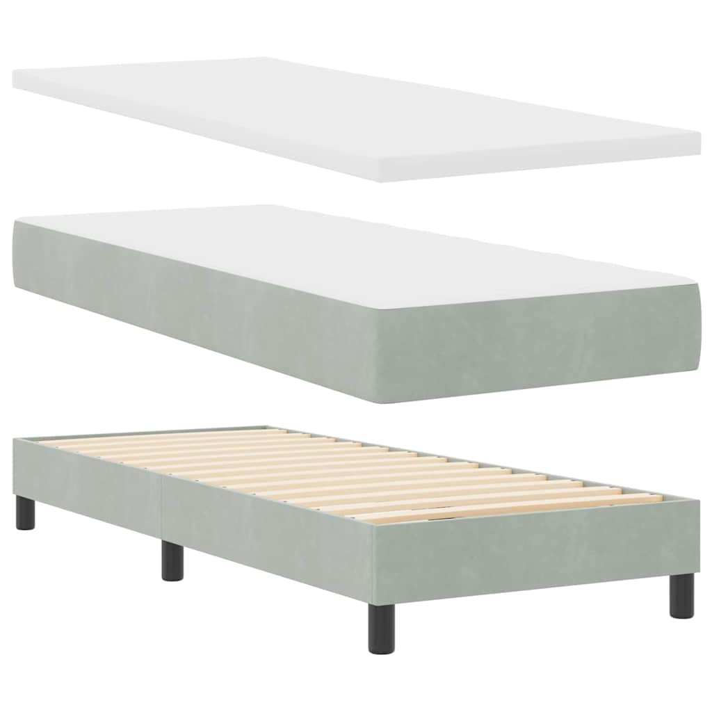 LED Box Spring Krevet Svijetlo siva 80 x 200 cm Baršun