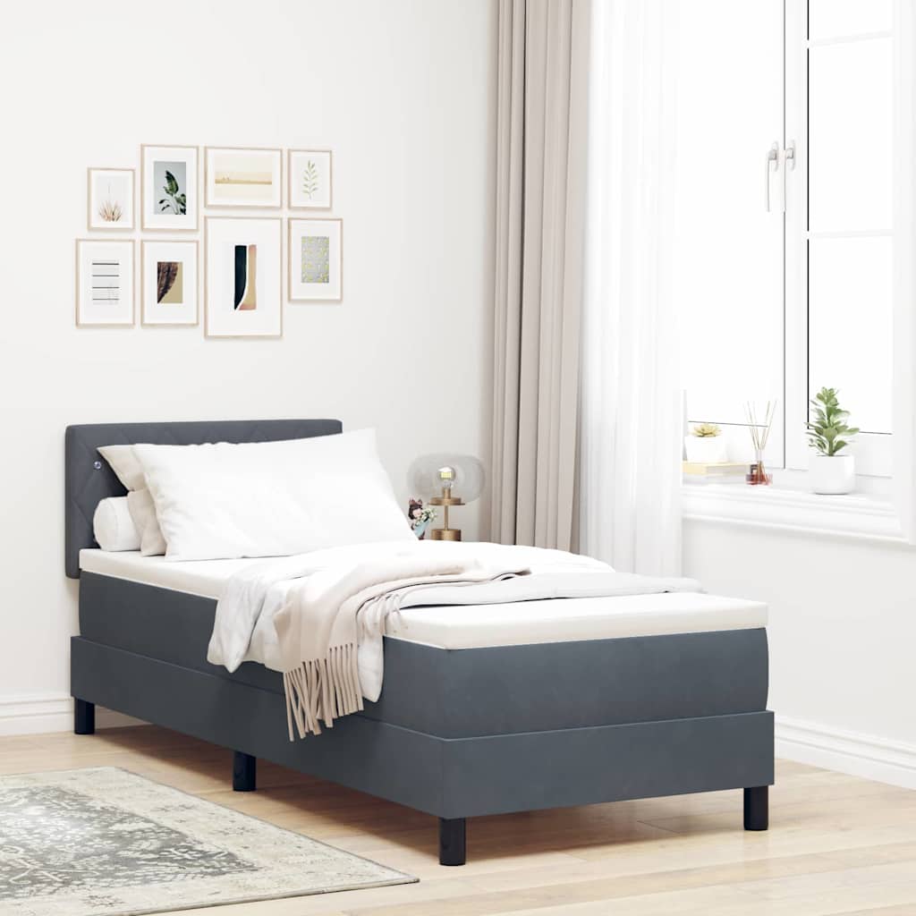 LED Box Spring Krevet s madracem Tamno siva 80 x 200 cm Baršun