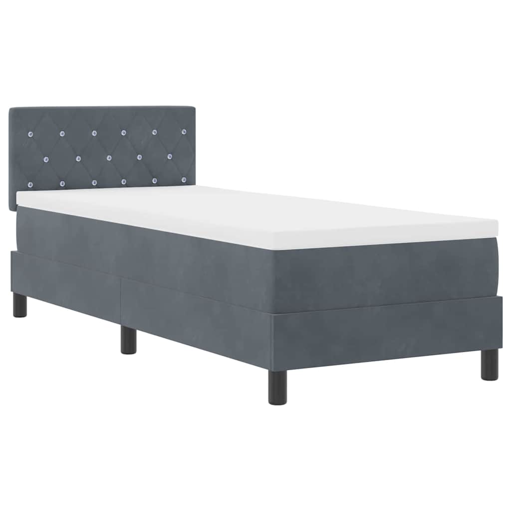 LED Box Spring Krevet s madracem Tamno siva 80 x 200 cm Baršun