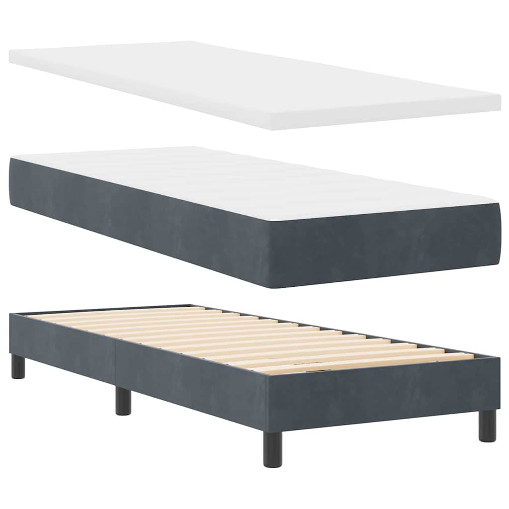 LED Box Spring Krevet s madracem Tamno siva 80 x 200 cm Baršun