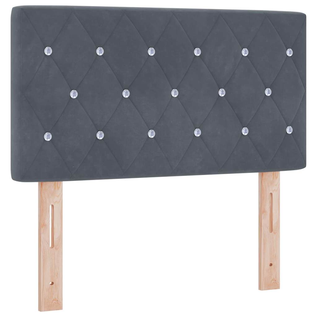 LED Box Spring Krevet s madracem Tamno siva 80 x 200 cm Baršun