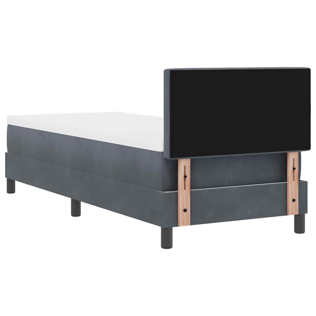 LED Box Spring Krevet s madracem Tamno siva 80 x 200 cm Baršun
