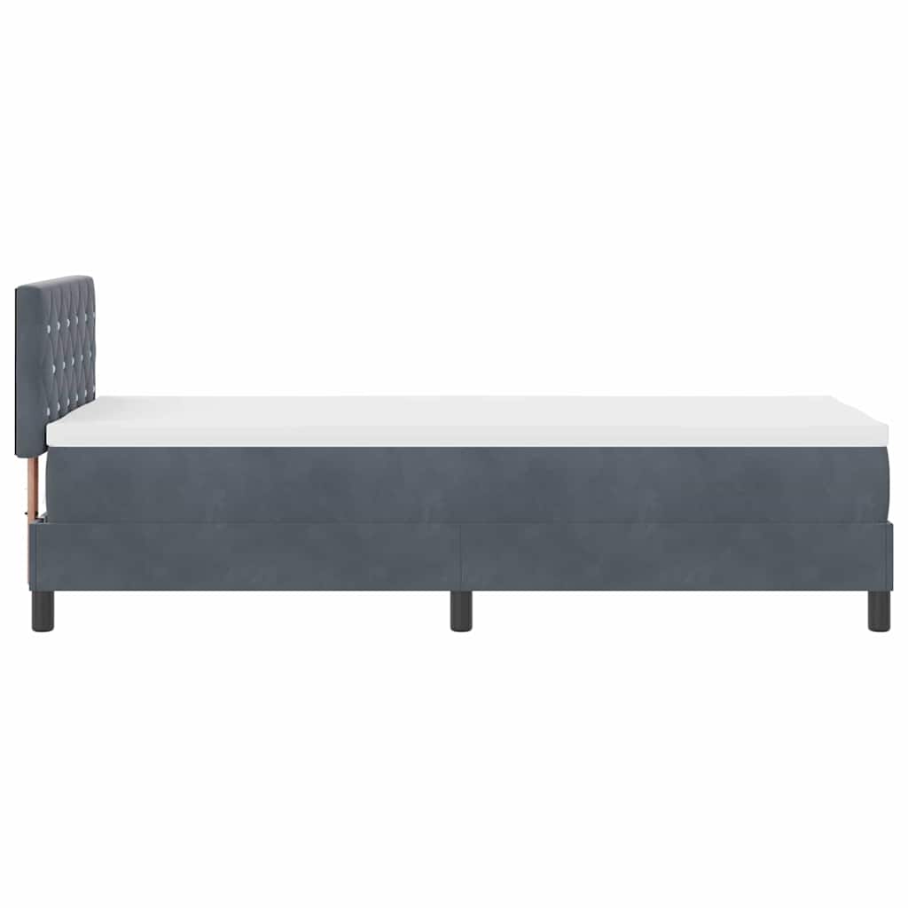 LED Box Spring Krevet s madracem Tamno siva 80 x 200 cm Baršun
