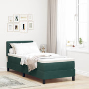LED Box Spring Krevet s madracem Tamnozelena 80 x 200 cm Baršun