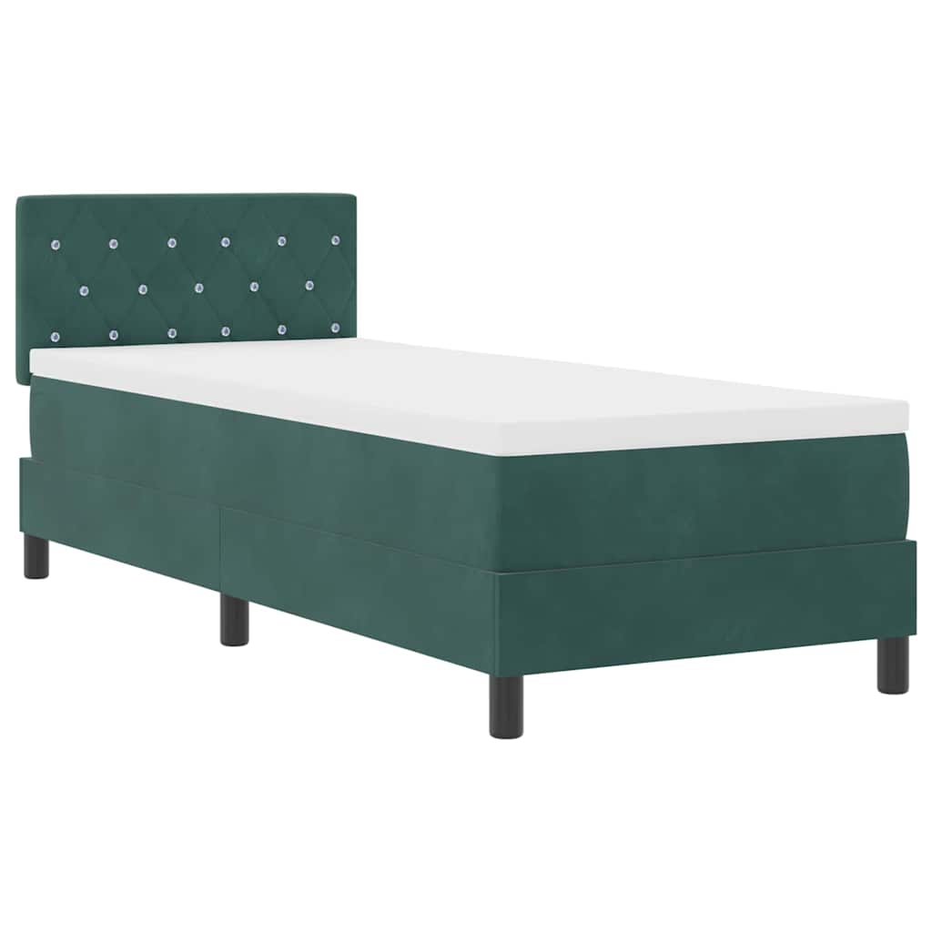 LED Box Spring Krevet s madracem Tamnozelena 80 x 200 cm Baršun