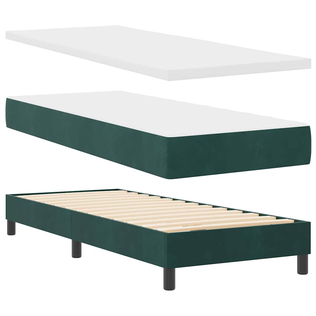 LED Box Spring Krevet s madracem Tamnozelena 80 x 200 cm Baršun