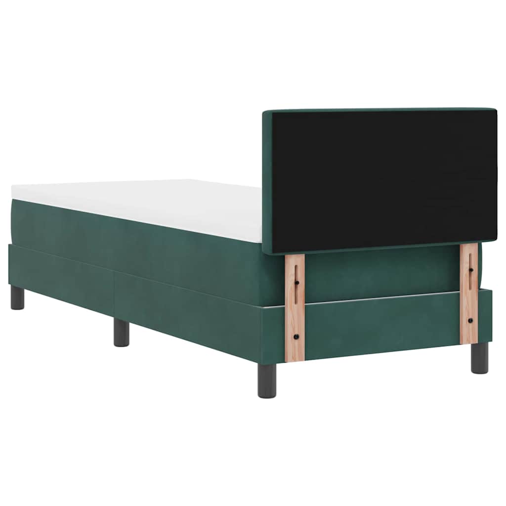 LED Box Spring Krevet s madracem Tamnozelena 80 x 200 cm Baršun