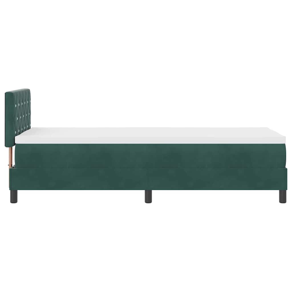 LED Box Spring Krevet s madracem Tamnozelena 80 x 200 cm Baršun