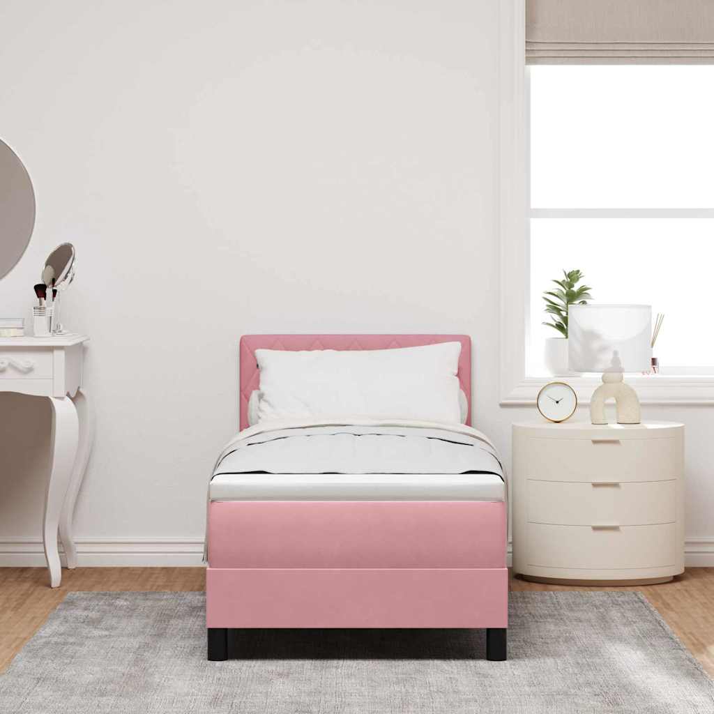 LED Box Spring Krevet s madracem Ružičasta 80 x 200 cm Baršun