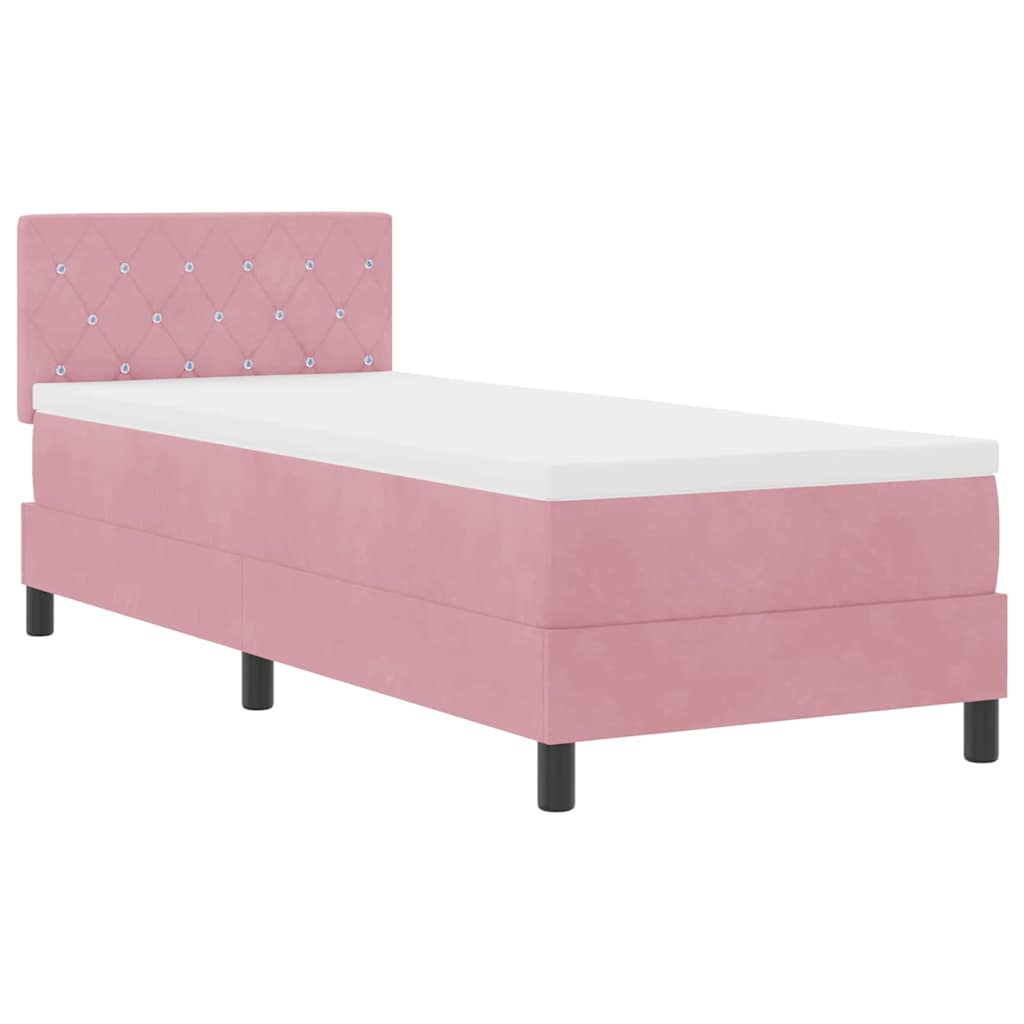 LED Box Spring Krevet s madracem Ružičasta 80 x 200 cm Baršun