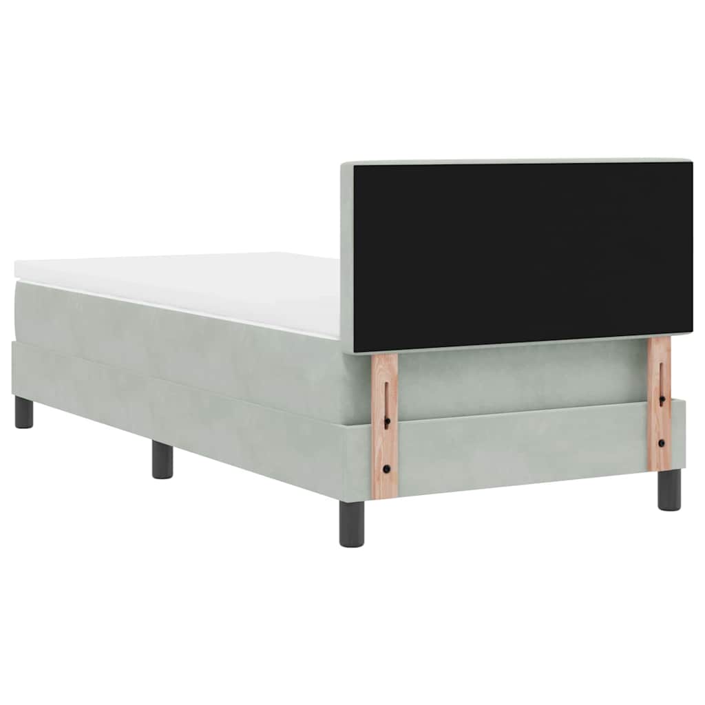 LED Box Spring Krevet Svijetlo siva 90 x 190 cm Baršun