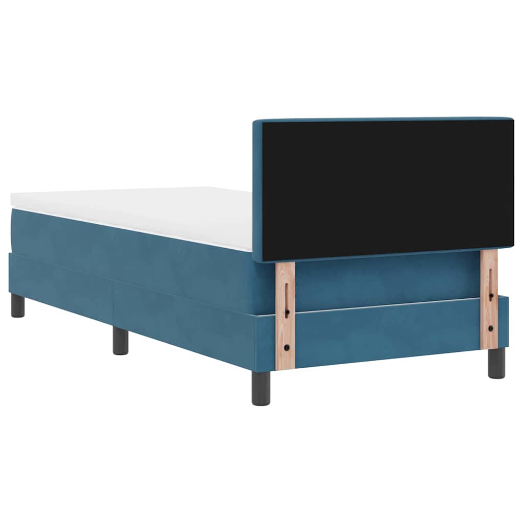 LED Box Spring Krevet s madracem Tamno plava 90 x 190 cm Baršun